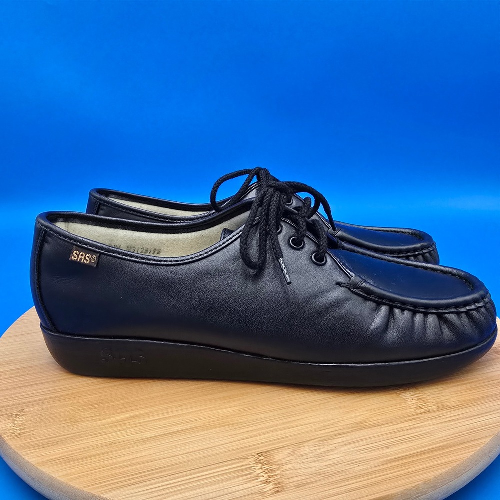 SAS Handsewn Genuine Leather Black Comfort Oxford Shoes‎ Women's NWOB 9.5WW